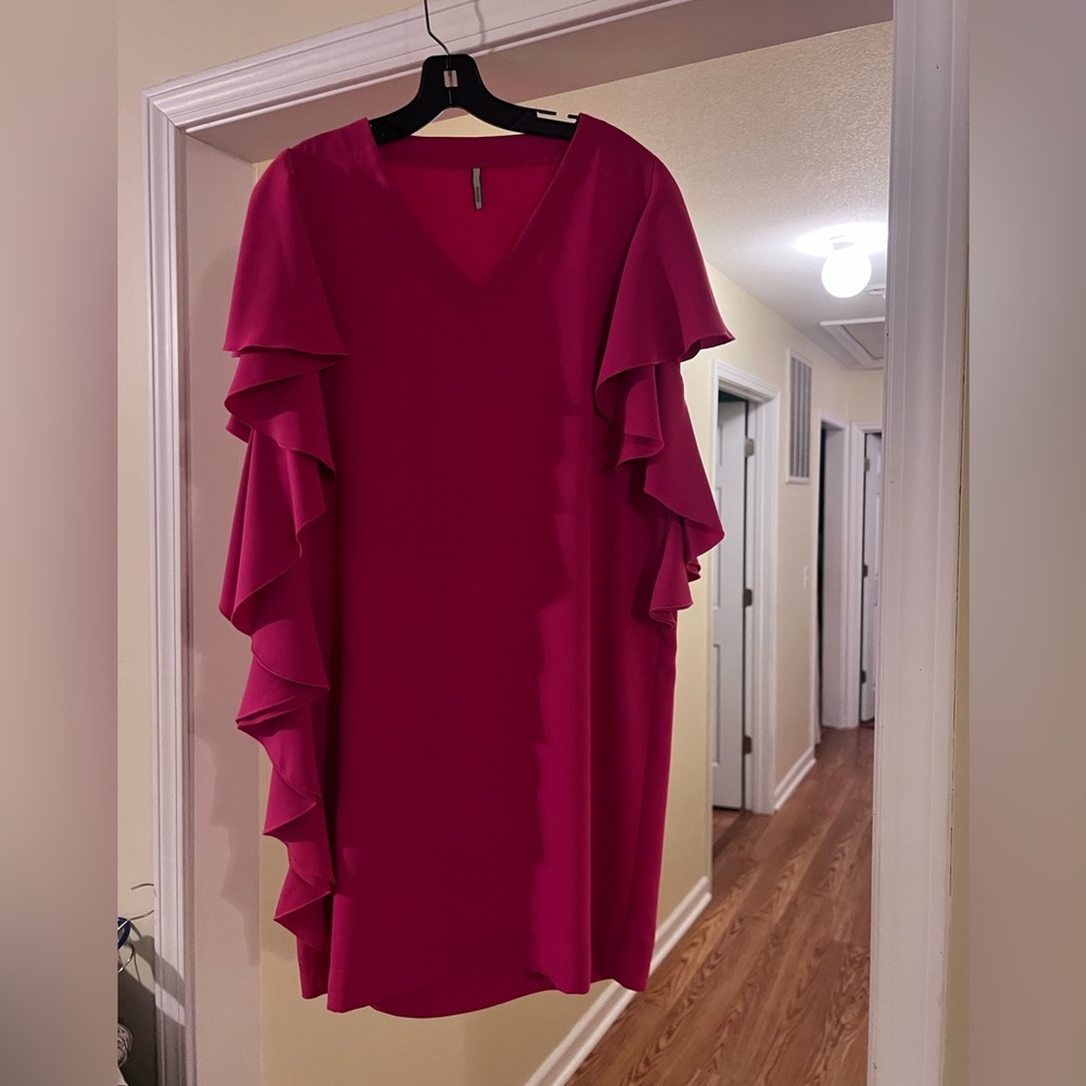 INDIES Elegant Pink Ruffle Sleeve Dress